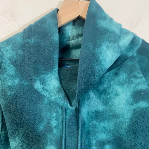 Old Navy Funnel-Neck Cropped Microfleece Sweatshirt White Teal Tie Dye Sz XXL - Picture 7 of 10